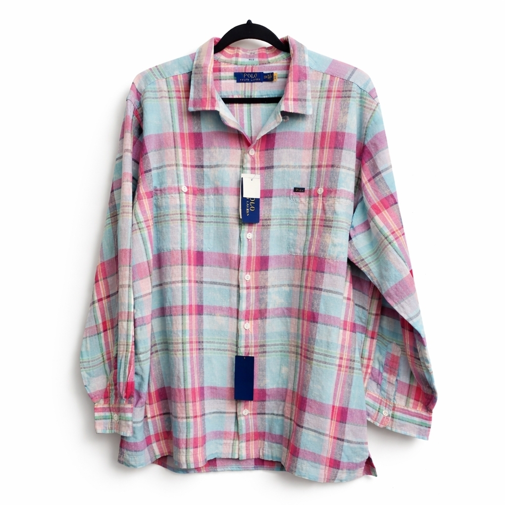 Polo Ralph Lauren Men Button Down Plaid Shirt Big Tall 3XB NWT